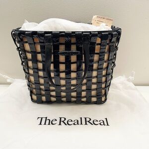 New Nancy Gonzalez leather woven tote purse shoulder bag designer luxury black